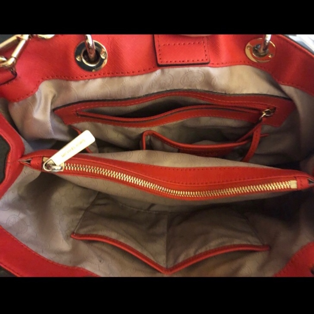 SOLD! Michael Kors Saffiano Red Leather Satchel - Picture 5 of 8